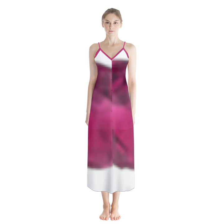 Fun Fuschia Button Up Chiffon Maxi Dress