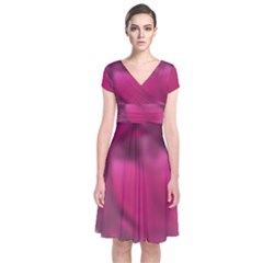 Fun Fuschia Short Sleeve Front Wrap Dress