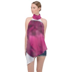 Fun Fuschia Halter Asymmetric Satin Top by Janetaudreywilson