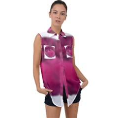 Fun Fuschia Sleeveless Chiffon Button Shirt