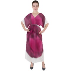 Fun Fuschia V-neck Boho Style Maxi Dress by Janetaudreywilson