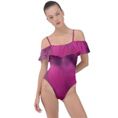 Fun Fuschia Frill Detail One Piece Swimsuit by Janetaudreywilson