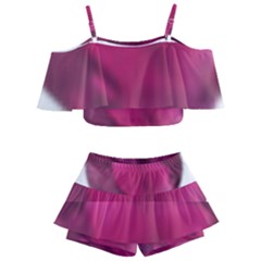 Fun Fuschia Kids  Off Shoulder Skirt Bikini by Janetaudreywilson