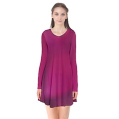 Fun Fuschia Long Sleeve V-neck Flare Dress