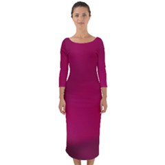 Fun Fuschia Quarter Sleeve Midi Bodycon Dress by Janetaudreywilson