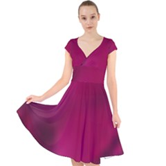 Fun Fuschia Cap Sleeve Front Wrap Midi Dress