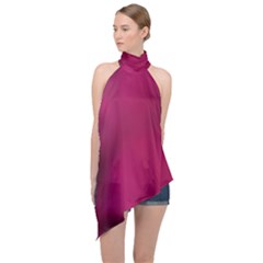 Fun Fuschia Halter Asymmetric Satin Top by Janetaudreywilson