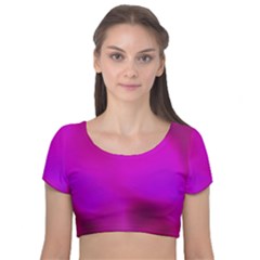 Fun Fuschia Velvet Short Sleeve Crop Top  by Janetaudreywilson