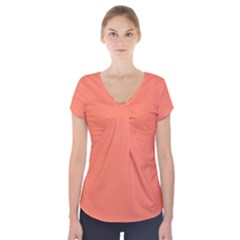 Appreciating Apricot Short Sleeve Front Detail Top by Janetaudreywilson