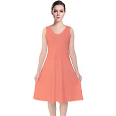 Appreciating Apricot V-neck Midi Sleeveless Dress  by Janetaudreywilson