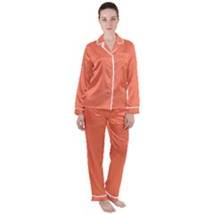 Appreciating Apricot Satin Long Sleeve Pyjamas Set by Janetaudreywilson