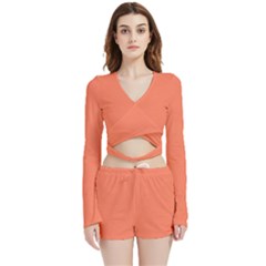 Appreciating Apricot Velvet Wrap Crop Top