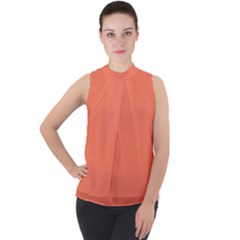 Appreciating Apricot Mock Neck Chiffon Sleeveless Top by Janetaudreywilson