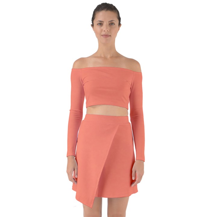 Appreciating Apricot Off Shoulder Top with Skirt Set