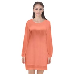 Appreciating Apricot Long Sleeve Chiffon Shift Dress  by Janetaudreywilson