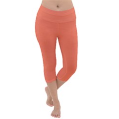 Appreciating Apricot Lightweight Velour Capri Yoga Leggings by Janetaudreywilson