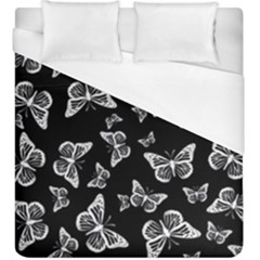 Black And White Butterfly Pattern Duvet Cover (king Size) by SpinnyChairDesigns