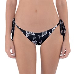 Black And White Butterfly Pattern Reversible Bikini Bottom by SpinnyChairDesigns