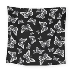 Black And White Butterfly Pattern Square Tapestry (large) by SpinnyChairDesigns