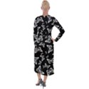 Black and White Butterfly Pattern Velvet Maxi Wrap Dress View2