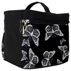 Black And White Butterfly Pattern Make Up Travel Bag (big) by SpinnyChairDesigns