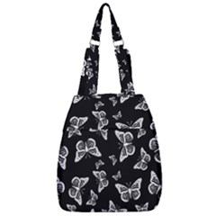 Black And White Butterfly Pattern Center Zip Backpack by SpinnyChairDesigns