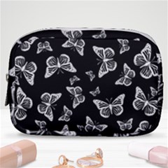 Black And White Butterfly Pattern Make Up Pouch (small) by SpinnyChairDesigns