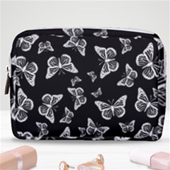 Black And White Butterfly Pattern Make Up Pouch (medium) by SpinnyChairDesigns