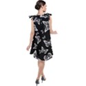 Black and White Butterfly Pattern Tie Up Tunic Dress View2