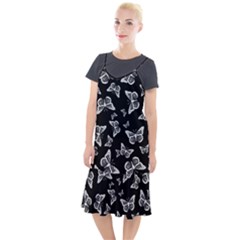 Black And White Butterfly Pattern Camis Fishtail Dress by SpinnyChairDesigns