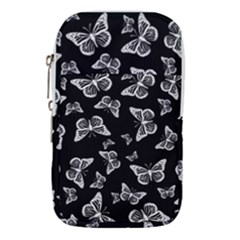 Black And White Butterfly Pattern Waist Pouch (small) by SpinnyChairDesigns