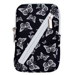 Black And White Butterfly Pattern Belt Pouch Bag (small) by SpinnyChairDesigns