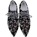 Black and White Butterfly Pattern Pointed Oxford Shoes View1