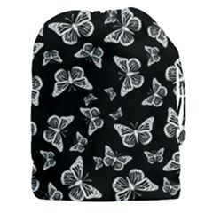 Black And White Butterfly Pattern Drawstring Pouch (3xl) by SpinnyChairDesigns