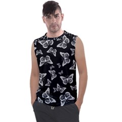 Black And White Butterfly Pattern Men s Regular Tank Top