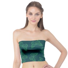 Midnight Green Butterflies Pattern Tube Top by SpinnyChairDesigns