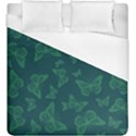 Midnight Green Butterflies Pattern Duvet Cover (King Size) View1