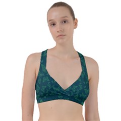 Midnight Green Butterflies Pattern Sweetheart Sports Bra by SpinnyChairDesigns