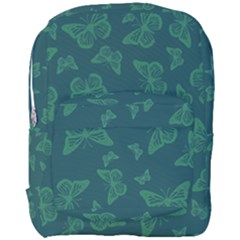 Midnight Green Butterflies Pattern Full Print Backpack by SpinnyChairDesigns