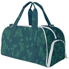 Midnight Green Butterflies Pattern Burner Gym Duffel Bag by SpinnyChairDesigns