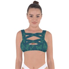 Midnight Green Butterflies Pattern Bandaged Up Bikini Top by SpinnyChairDesigns