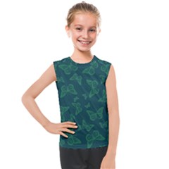 Midnight Green Butterflies Pattern Kids  Mesh Tank Top