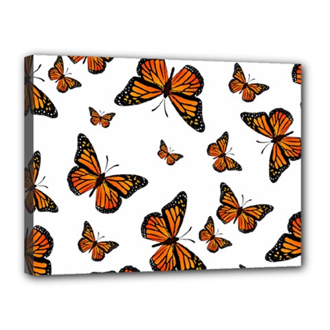 Monarch Butterflies Canvas 16  X 12  (stretched) by SpinnyChairDesigns