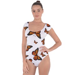 Monarch Butterflies Short Sleeve Leotard  by SpinnyChairDesigns