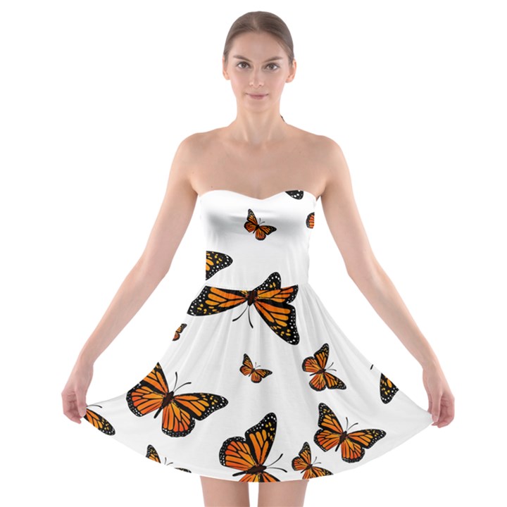 Monarch Butterflies Strapless Bra Top Dress