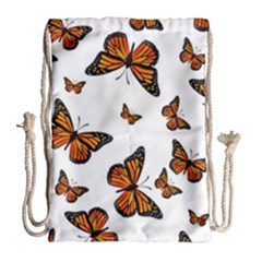 Monarch Butterflies Drawstring Bag (large) by SpinnyChairDesigns