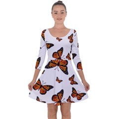 Monarch Butterflies Quarter Sleeve Skater Dress by SpinnyChairDesigns