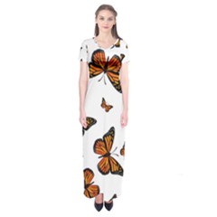 Monarch Butterflies Short Sleeve Maxi Dress by SpinnyChairDesigns