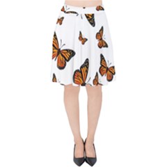 Monarch Butterflies Velvet High Waist Skirt by SpinnyChairDesigns