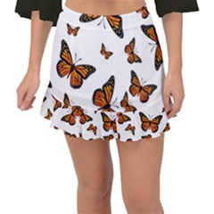 Monarch Butterflies Fishtail Mini Chiffon Skirt by SpinnyChairDesigns